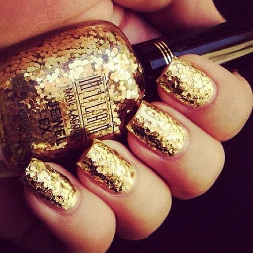 Gold Nails Glitter ยาทาเล็บ สีทอง กากเพชร