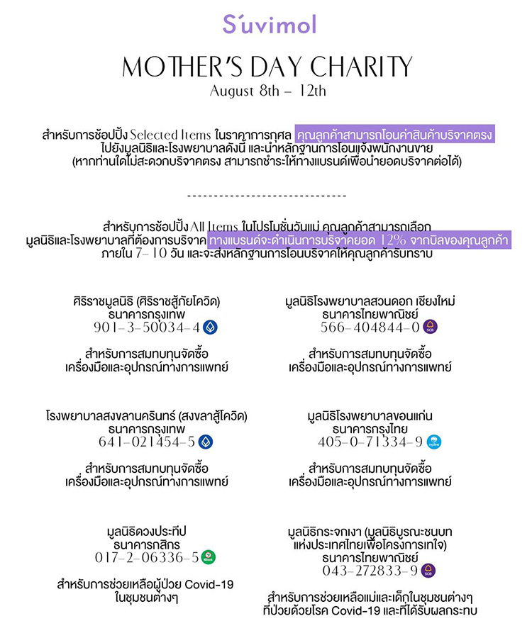 Fashion News, S’uvimol, S’uvimol Bangkok, Suvimol, โปรโมชั่น, วันแม่, Mother's Day Charity, กิจกรรม, ทำบุญ, การกุศล, ช่วยเหลือวิกฤต Covid-19, ราคาพิเศษ, One Price, ลดราคา, แบรนด์ไทย, กระเป๋า, หนัง Exotic