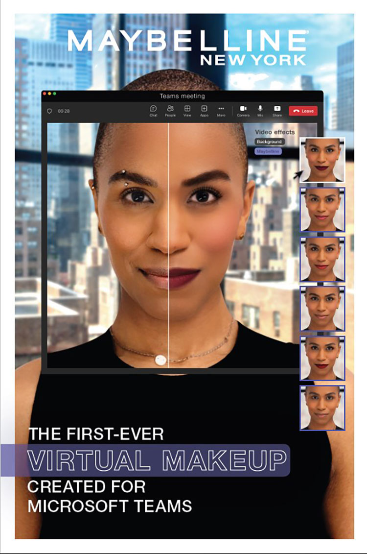 Beauty News, Maybelline New York, Virtual Makeup, Microsoft Teams, แอป Maybelline Beauty, ประชุมออนไลน์, แต่งหน้าเสมือนจริง, เมคอัพลุค, เทคโนโลยี, บิวตี้เทค, ลอรีอัล กรุ๊ป