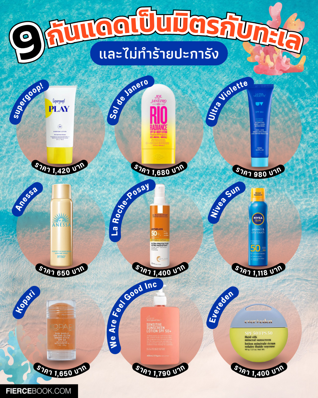 Beauty Items, กันแดด, ครีมกันแดด, ผิวกาย, ทาตัว, ไปทะเล, ไม่ทำร้ายปะการัง, เป็นมิตรกับทะเล, เป็นมิตรต่อทะเล, Anessa Perfect UV Sunscreen Skincare Spray SPF50+ PA++++, Supergoop! PLAY Everyday Lotion SPF 50 with Sunflower Extract, Nivea Sun Spray Protect Dry Touch Refreshing SPF50, We Are Feel Good Inc Sensitive Sunscreen Lotion SPF50+, Sol De Janeiro Rio Radiance™ SPF 50 Body Lotion, Kopari Beauty Sun Shield On-The-Glow Sheer Stick Sunscreen SPF40, La Roche-Posay Anthelios Invisible Spray SPF50+, Evereden Fluid Silk Mineral Sunscreen SPF50, Ultra Violette Extreme Screen Hydrating Body & Hand Skinscreen SPF 50+