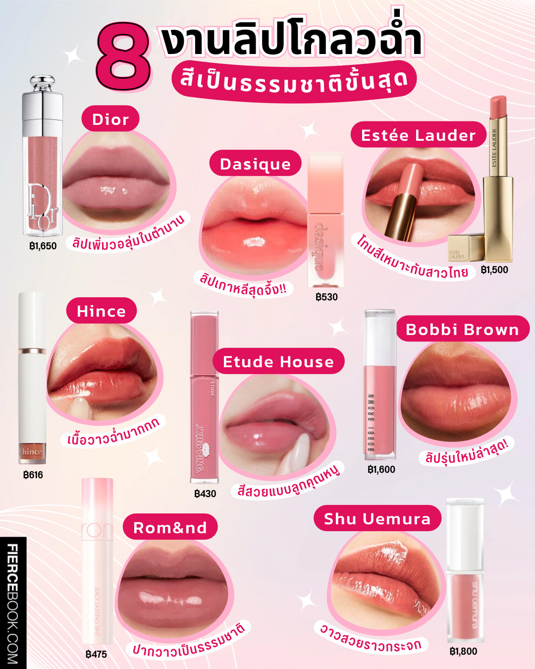 Beauty Items, ลิปวาว, ลิปโกลว, ลิปฉ่ำ, ลิปสติก, ลิปกลอส, สีธรรมชาติ, ทาปาก, สีสวย, สีน่ารัก, สีอ่อน, เป็นธรรมชาติ, Dior Addict Lip Maximizer, Dasique Juicy Dewy Tint, Estée Lauder Pure Color Illuminating Shine, Hince Mood Enhancer Water Liquid Glow, Etude x HOOKKA HOOKKA Studio Fruity Dewy Tint, Bobbi Brown Extra Plum Lip Serum, Rom&nd Juicy Lasting Tint, Shu Uemura Kinu Care Glow Up